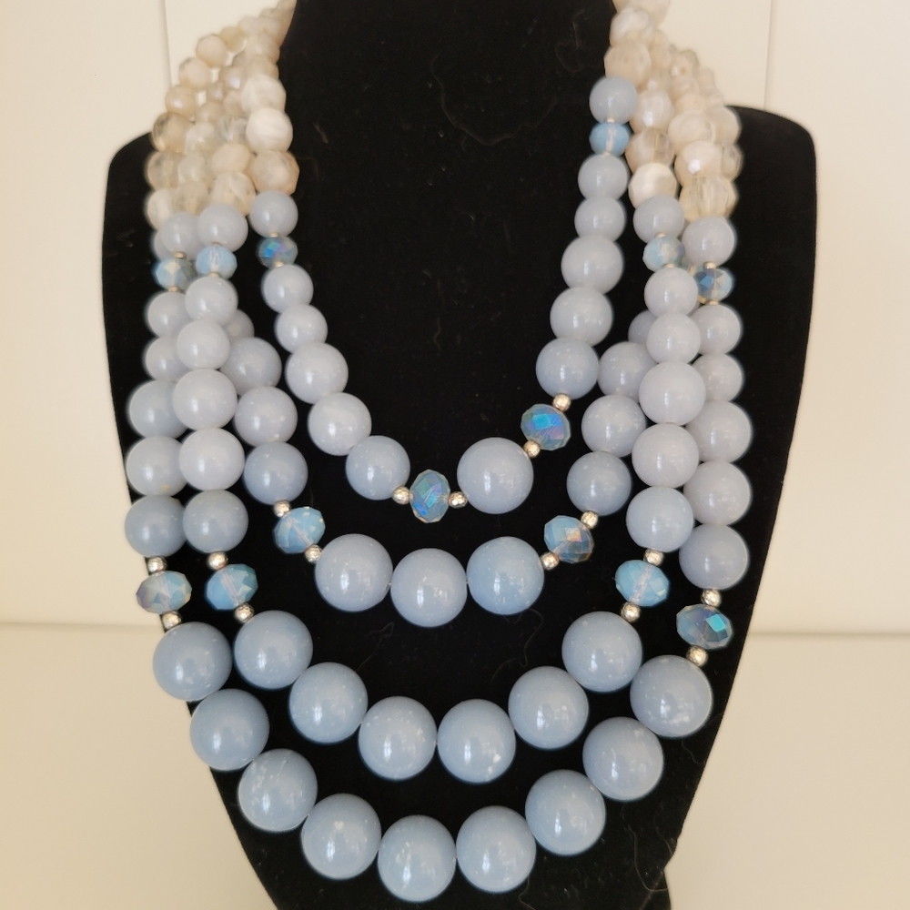 Chicos blue beaded layer necklace